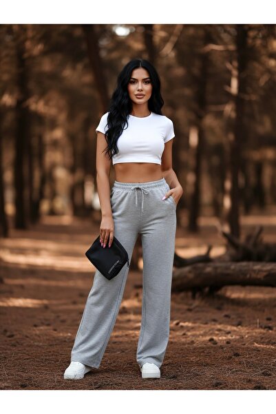 Miyalon Unisex Two Thread Elastic Waist Oversize Wide Leg Sweatpants