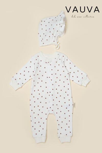 Vauva Kız Erkek Bebek Tulumu - 3-24 Ay - Mevsimlik Şapkalı Tulum