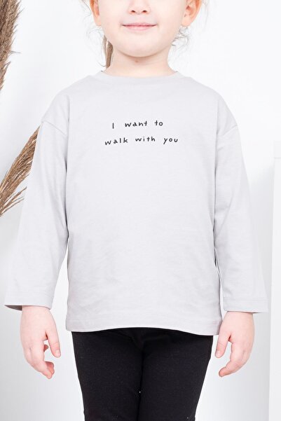 VAUVA Mevsimlik T-Shirt Kız Çocuk Mevsimlik Uzun Kollu Tişört Baskılı Sweet