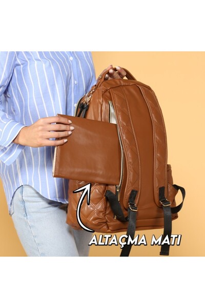 MY Collection Oeste Deri Anne Bebek Bakım Sırt Çantası