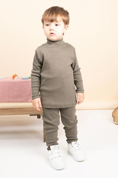 Vauva Girl Boy Baby Kids Double Suit High Neck Ribbed Suit