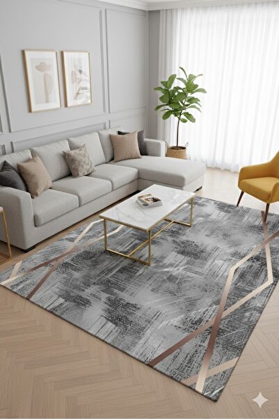 elyar Salon Halısı İskandinav Dijital Baskı Yıkanabilir Kaymaz Taban Leke Tut...