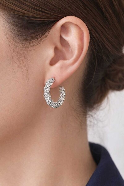 MAKSESUAR أقراط دائرية فضية اللون للنساء مكونة من 3 قطع