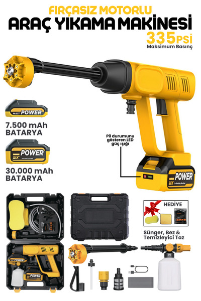 Enshall Çift Bataryalı Çantalı 37.500 mah Auhma 170W Şarjlı Bahçe Sulama Bası...