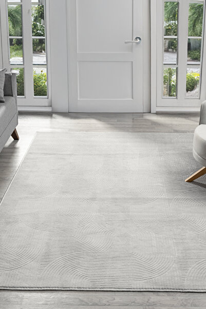 Geus Halı Rölyef Halı Kaymaz Tabanlı Yıkanabilir Gri Joy Salon Mutfak Koridor...