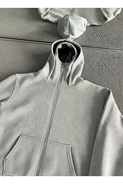 BALİNA Gri Kar Maskeli Nakış Desenli 3 İplik Premium Kapüşonlu Sweatshirt THE...