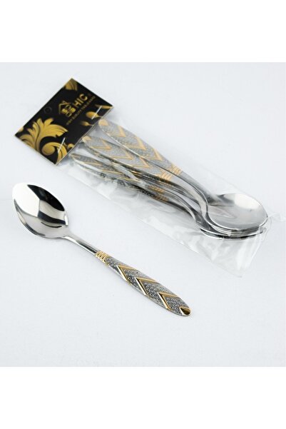 HIC 6pcs golden stainless steel dessert spoons