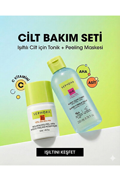 SEPHORA Glow & Renew Cilt Bakım Seti – Haftalık Arındırma & Aydınlatma (2’li Set)