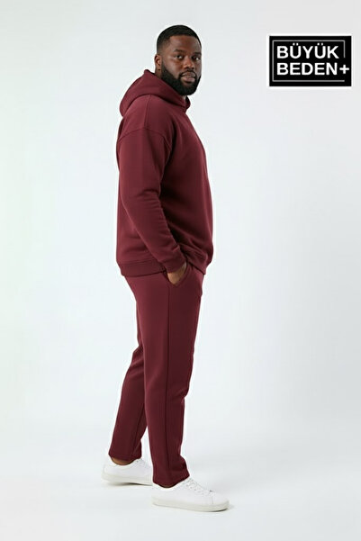 Süperlife Men's Large Size Hooded Slim Sweatshirt Spr24Bsw57