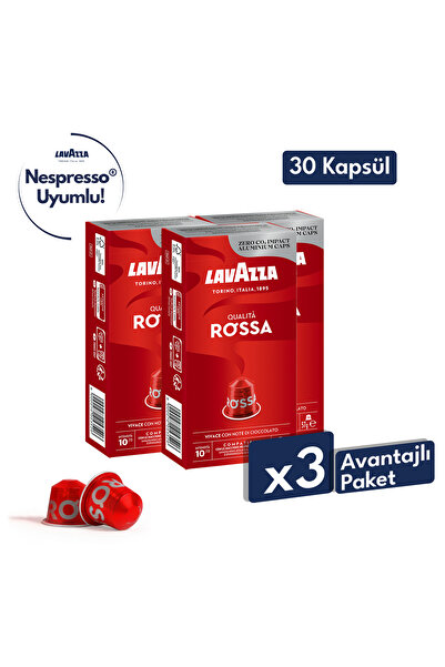 LavAzza Nespresso Uyumlu Qualita Rossa Kapsül Kahve 3'lü Paket (30 Kapsül)