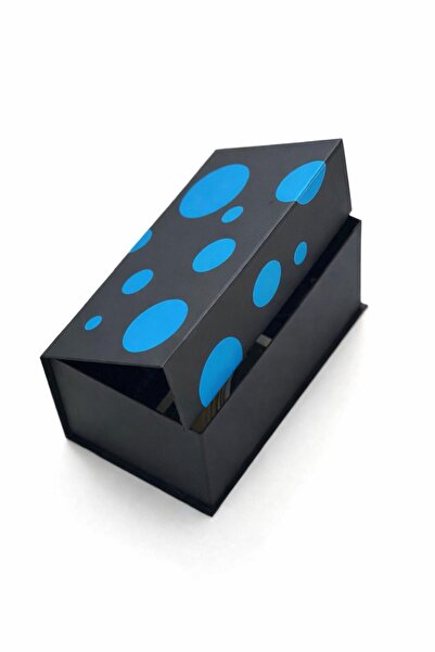 MAY BOX mıknatıslı mavi puantiyeli mukkava premium kutu yük13cm gen27 uz16cm