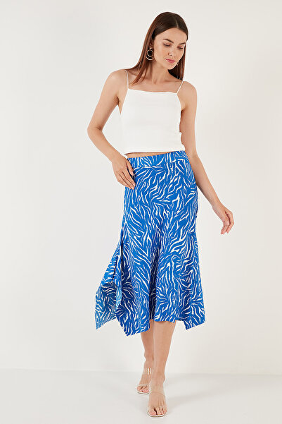 Lela Patterned Flared Midi Length Slit Skirt Skirt 5864073