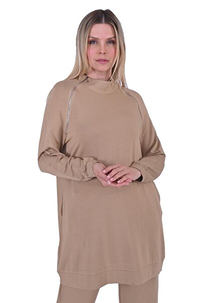 Invee Zippered tracksuit set camel