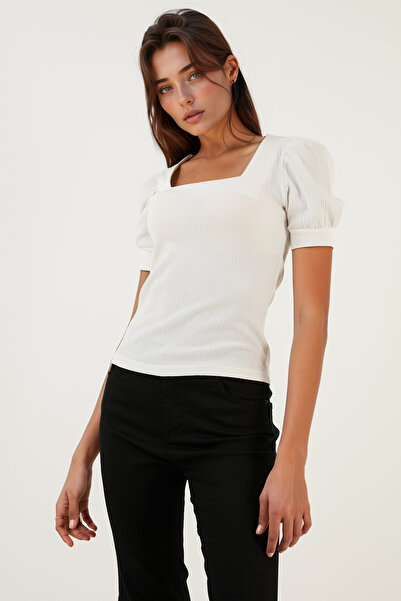 Lela Sleeve Detailed Square Neck Blouse Bluz 5869002