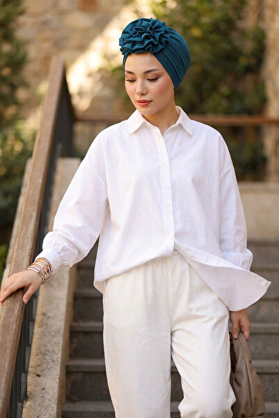 Aisha's Design بونيه قطن ممشط بالورد، B-21، بترولي