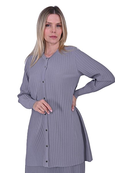 Invee Олук Плетен кардиган СИВ