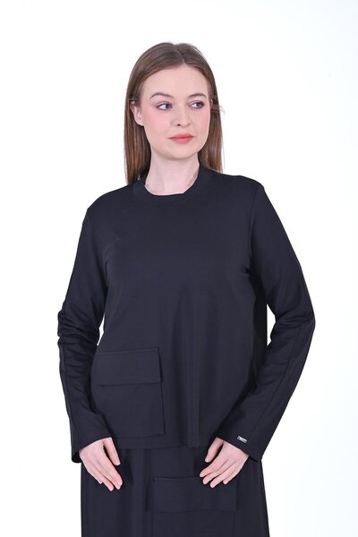 Invee Rayon Combed Cotton Skirt Suit Black