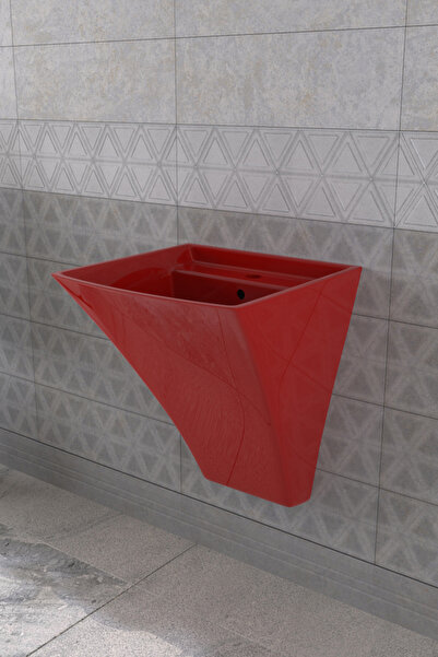 LUCCO Loop 50 Cm Asma Monoblok Lavabo Kırmızı