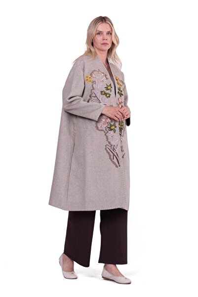 Invee Doğa Nakışlı Yün Kap TAŞ