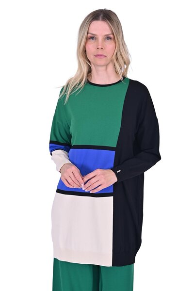 Invee Three Color Knitwear Tunic Black