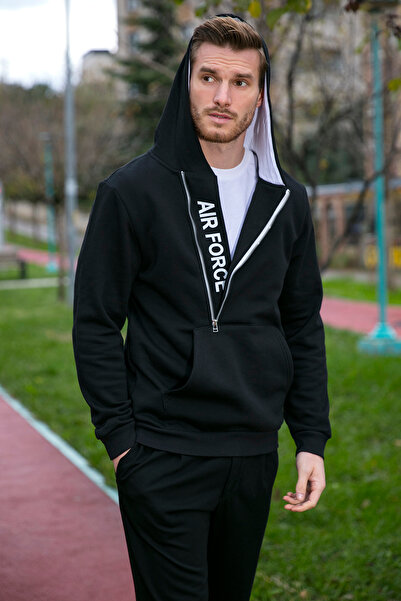 Buratti Καγκουρό Τσέπη με φερμουάρ γιακά με κουκούλα Slim Fit Sweat Ανδρικό SWEAT 575707