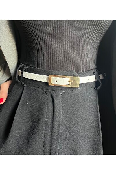 LİA KEMER Inner Patterned Women's Gold Buckle Belt Jacket Belt Dress Belt Trouser Belt