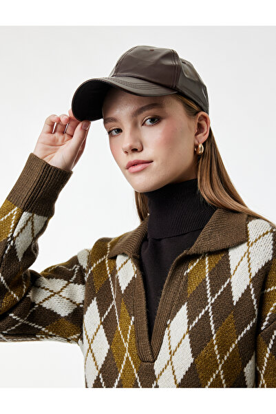 Koton Pulover de tricotaj cu model diamantat cu gât polo