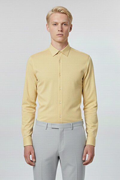 Sabri Özel Düğmeli Yaka Erkek T-Shirt Sarı