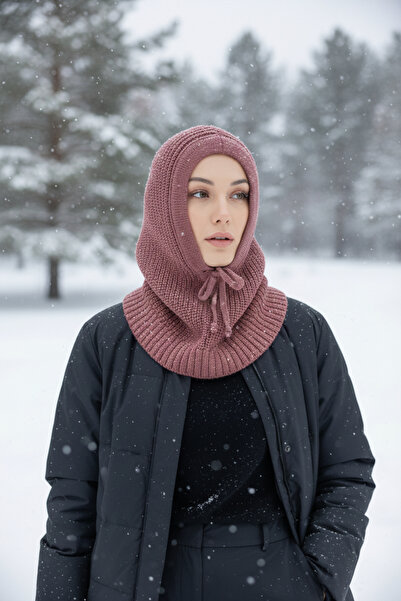 Onur Pălărie - Tricoturi Articole pentru cap Dusty Rose Balaclava Beanie Articole pentru cap tricotate Glugă Hijab Iarnă Produs de lux
