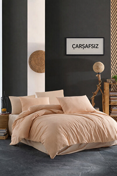 NazeninHome طقم غطاء لحاف فردي من القطن بنسبة 100% من Gofre باللون البيج