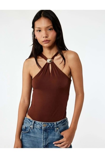 Koton Women's Clothing Metal Accessories Cross Strap Neck Sleeveless Snap Fas...