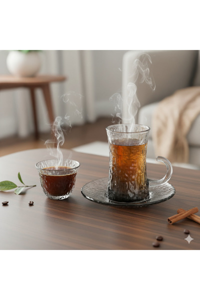 LALOZA طقم شاي وقهوة زجاج 36 قطعة شفاف