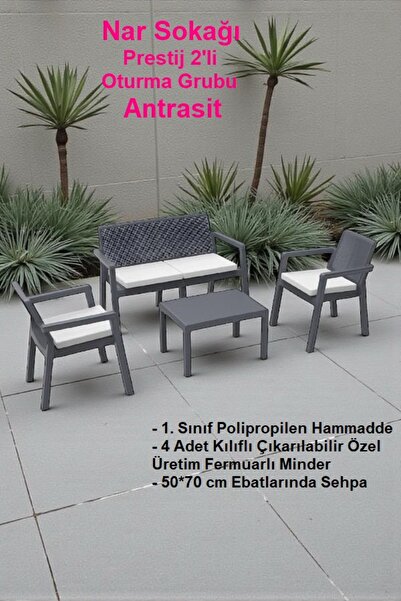 nar sokağı Prestij Oturma Grubu 4 Kişilik 2+1+1 Bahçe Balkon Masa Takımı