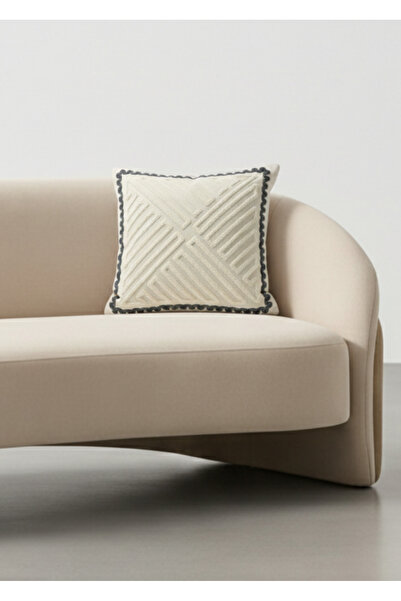 Destiva Home Κάλυμμα μαξιλαριού από ύφασμα ολεφίνης με κέντημα με σπειροειδή σχέδιο ανθρακί Buldan Işi 43X43 εκ.