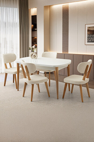 Sweet Home Masa Sandalye Kelebek Gizli Kaşıklıklı Masa 4 Adet Ahşap Masal Sandalye Takım