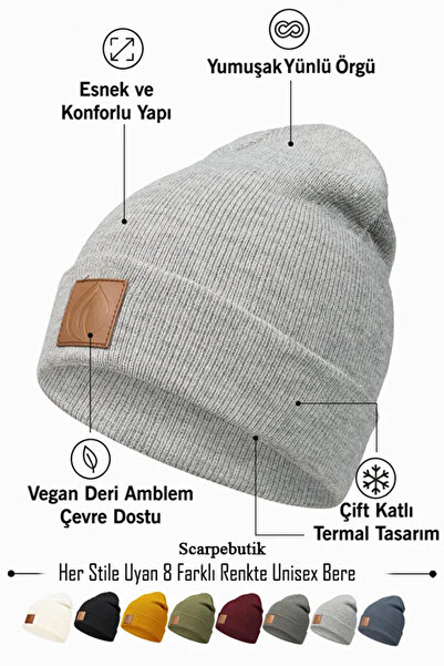Scarpebutik Beretă unisex pentru bărbați și femei, din piele de iarnă, cu det...