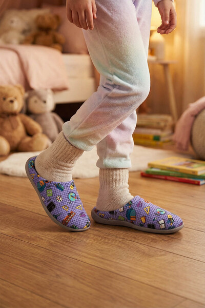 GEZER Kız Çocuk Kışlık Rahat Taban Ev Bahçe Gondol Terlik