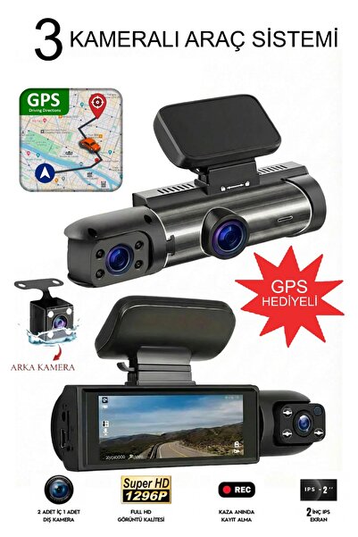 NEFFO 3 KAMERALI WİFİ ÖZELLİKLİ ARAÇ KAMERASI - Uyumlu GERİ GÖRÜŞ - G SENSÖR - SES KAYIT- GECE GÖRÜŞ