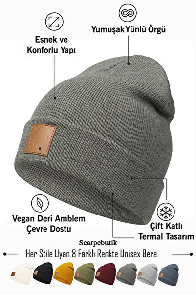 Scarpebutik Beretă unisex pentru bărbați și femei, din piele de iarnă, cu det...