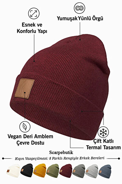 Scarpebutik Beretă unisex pentru bărbați și femei, din piele de iarnă, cu det...