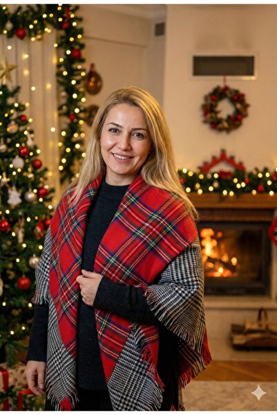GenelTedarik Women's Double-Sided Plaid Shawl