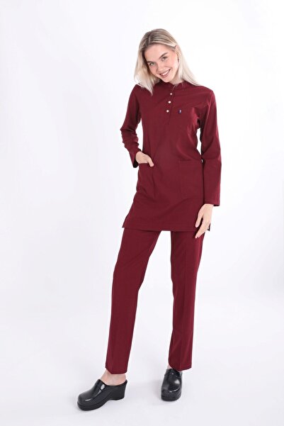 Uçak Medikal بدلة موحدة للحجاب باللون العنابي