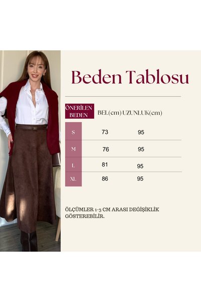 Dilay Gökoğlu Butik Fusta maxi elegantă din piele întoarsă, ecru