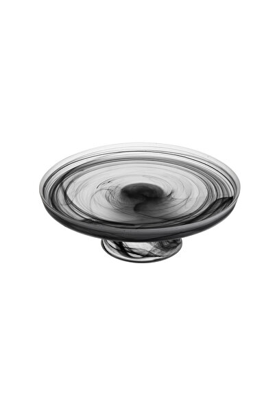 Host Luxury glass serving platter with black and matte white base, 32 cm