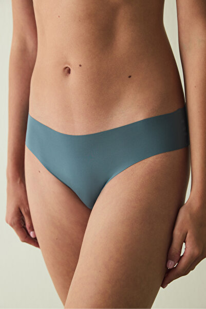 Penti Dunkelgraue, nicht abfärbende, lasergeschnittene, normale Taille, brasilianische Unterhose