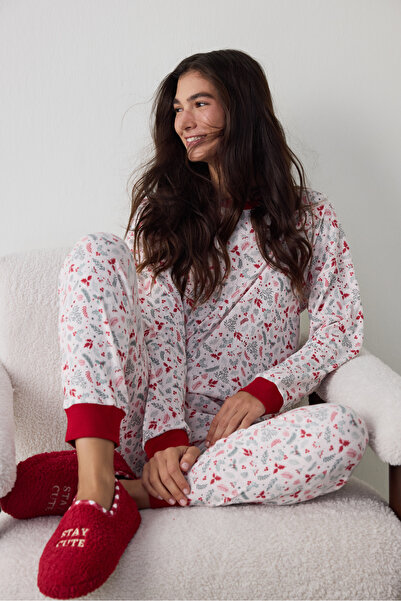 Penti Açık Pembe Merry Season Bisiklet Yaka Uzun Kollu Termal Etkisi Pijama Takımı