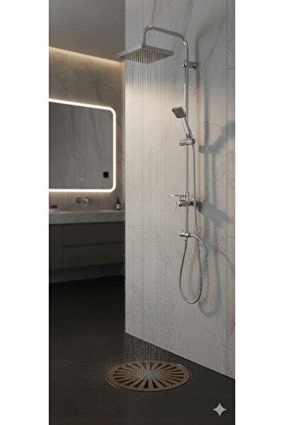 Hsa Kare Lüks Paslanmaz Tepe Duş Seti Robot Duş Takımı Duş Seti(cktahran01)