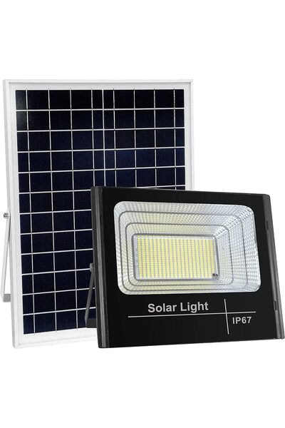 Generic كشاف شمسي خارجي بقوة 2000 واط، مصباح شارع شمسي بمستشعر حركة يعمل من الغسق إلى الفجر مع جهاز تحكم عن بعد