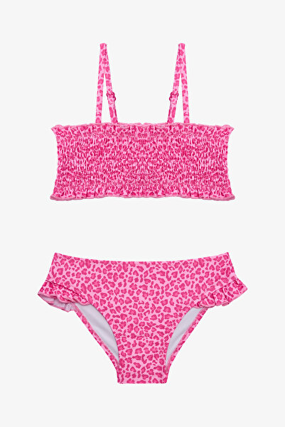 Penti Mini-Bikini-Set mit Rüschen und Bandeau-Muster für Mädchen mit Leopardenmuster