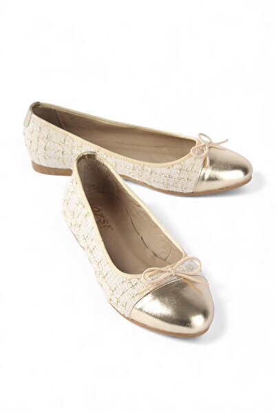 öz se shoes Μπαλαρίνα μπαλαρίνα από ύφασμα CHA Beige Gold